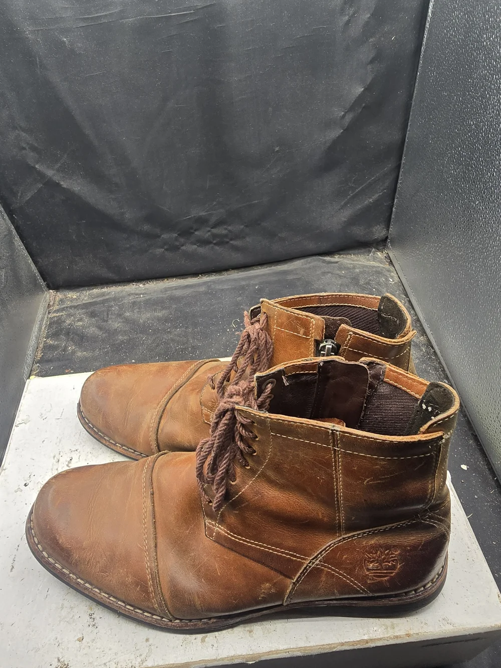 Timberland Brown Leather Chukka Boots with Side Zipper
